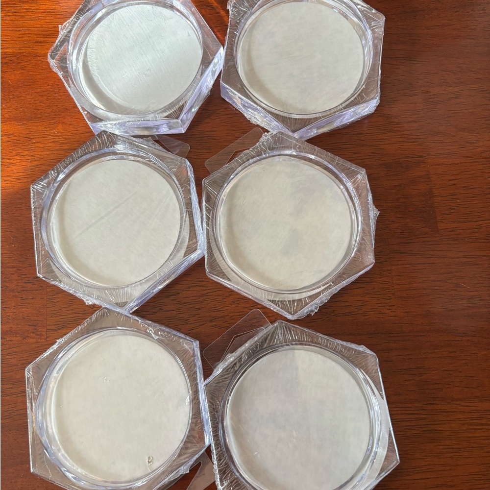 Set of Six Clear Acrylic Coasters for Cross Stitch